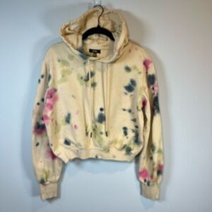 AFRM Women's Fink Cropped Tie Dye Hoodie Sweatshirt Sand Crumble Tan Cozy NEW XS